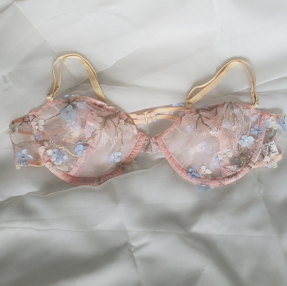 BNWOT Floral Applique Lace Bra & Panty Set